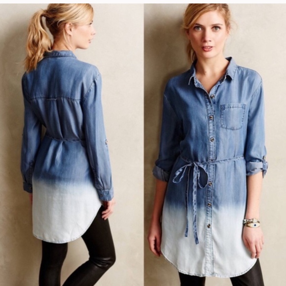 Anthropologie holding horses denim ombré dress